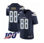 Men's Los Angeles Chargers #88 Virgil Green Navy Blue Team Color Vapor Untouchable Limited Player 100th Season Football Jersey