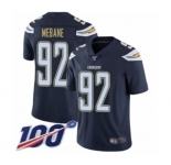 Men's Los Angeles Chargers #92 Brandon Mebane Navy Blue Team Color Vapor Untouchable Limited Player 100th Season Football Jersey