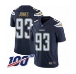 Men's Los Angeles Chargers #93 Justin Jones Navy Blue Team Color Vapor Untouchable Limited Player 100th Season Football Jersey