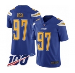Men's Los Angeles Chargers #97 Joey Bosa Limited Electric Blue Rush Vapor Untouchable 100th Season Football Jersey