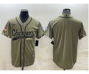 Men's Los Angeles Chargers Blank Olive Salute to Service Cool Base Stitched Baseball Jersey