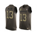 Men's Nike Los Angeles Chargers #13 Keenan Allen Limited Green Salute to Service Tank Top NFL Jersey