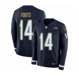 Men's Nike Los Angeles Chargers #14 Dan Fouts Limited Navy Blue Therma Long Sleeve NFL Jersey