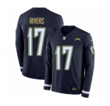 Men's Nike Los Angeles Chargers #17 Philip Rivers Limited Navy Blue Therma Long Sleeve NFL Jersey