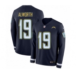 Men's Nike Los Angeles Chargers #19 Lance Alworth Limited Navy Blue Therma Long Sleeve NFL Jersey