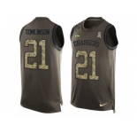 Men's Nike Los Angeles Chargers #21 LaDainian Tomlinson Limited Green Salute to Service Tank Top NFL Jersey