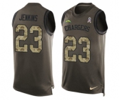 Men's Nike Los Angeles Chargers #23 Rayshawn Jenkins Limited Green Salute to Service Tank Top NFL Jersey