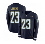 Men's Nike Los Angeles Chargers #23 Rayshawn Jenkins Limited Navy Blue Therma Long Sleeve NFL Jersey