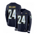 Men's Nike Los Angeles Chargers #24 Trevor Williams Limited Navy Blue Therma Long Sleeve NFL Jersey