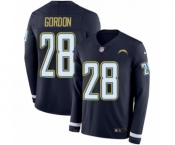 Men's Nike Los Angeles Chargers #28 Melvin Gordon Limited Navy Blue Therma Long Sleeve NFL Jersey