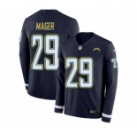 Men's Nike Los Angeles Chargers #29 Craig Mager Limited Navy Blue Therma Long Sleeve NFL Jersey