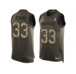 Men's Nike Los Angeles Chargers #33 Rayshawn Jenkins Limited Green Salute to Service Tank Top NFL Jersey