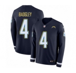 Men's Nike Los Angeles Chargers #4 Michael Badgley Limited Navy Blue Therma Long Sleeve NFL Jersey
