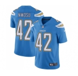 Men's Nike Los Angeles Chargers #42 Uchenna Nwosu Electric Blue Alternate Vapor Untouchable Limited Player NFL Jersey