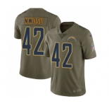 Men's Nike Los Angeles Chargers #42 Uchenna Nwosu Limited Olive 2017 Salute to Service NFL Jersey