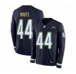 Men's Nike Los Angeles Chargers #44 Kyzir White Limited Navy Blue Therma Long Sleeve NFL Jersey