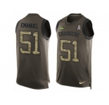 Men's Nike Los Angeles Chargers #51 Kyle Emanuel Limited Green Salute to Service Tank Top NFL Jersey