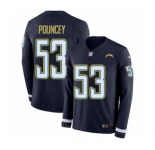 Men's Nike Los Angeles Chargers #53 Mike Pouncey Limited Navy Blue Therma Long Sleeve NFL Jersey