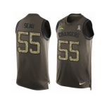 Men's Nike Los Angeles Chargers #55 Junior Seau Limited Green Salute to Service Tank Top NFL Jersey