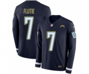 Men's Nike Los Angeles Chargers #7 Doug Flutie Limited Navy Blue Therma Long Sleeve NFL Jersey