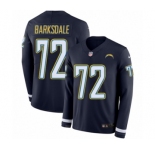 Men's Nike Los Angeles Chargers #72 Joe Barksdale Limited Navy Blue Therma Long Sleeve NFL Jersey