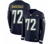 Men's Nike Los Angeles Chargers #72 Joe Barksdale Limited Navy Blue Therma Long Sleeve NFL Jersey