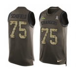 Men's Nike Los Angeles Chargers #75 Michael Schofield Limited Green Salute to Service Tank Top NFL Jersey
