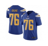 Men's Nike Los Angeles Chargers #76 Russell Okung Limited Electric Blue Rush NFL Jersey