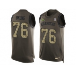 Men's Nike Los Angeles Chargers #76 Russell Okung Limited Green Salute to Service Tank Top NFL Jersey