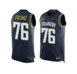 Men's Nike Los Angeles Chargers #76 Russell Okung Limited Navy Blue Player Name & Number Tank Top NFL Jersey