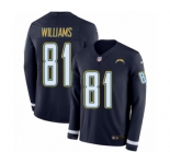 Men's Nike Los Angeles Chargers #81 Mike Williams Limited Navy Blue Therma Long Sleeve NFL Jersey
