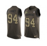 Men's Nike Los Angeles Chargers #94 Corey Liuget Limited Green Salute to Service Tank Top NFL Jersey