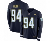 Men's Nike Los Angeles Chargers #94 Corey Liuget Limited Navy Blue Therma Long Sleeve NFL Jersey