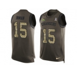 Men's Nike San Diego Chargers #15 Dontrelle Inman Limited Green Salute to Service Tank Top NFL Jersey