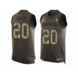 Men's Nike San Diego Chargers #20 Dwight Lowery Limited Green Salute to Service Tank Top NFL Jersey