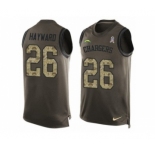 Men's Nike San Diego Chargers #26 Casey Hayward Limited Green Salute to Service Tank Top NFL Jersey