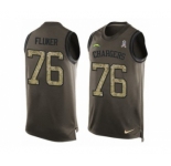 Men's Nike San Diego Chargers #76 D.J. Fluker Limited Green Salute to Service Tank Top NFL Jersey