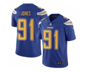 Nike Los Angeles Chargers #91 Justin Jones Electric Blue Men Stitched NFL Limited Rush Jersey