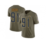 Nike Los Angeles Chargers #91 Justin Jones Olive Men Stitched NFL Limited 2017 Salute To Service Jersey
