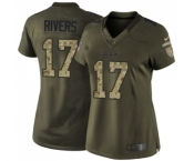 Women's Los Angeles Chargers #17 Philip Rivers Limited Green Salute to Service Football Jersey