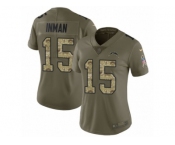 Women Nike Los Angeles Chargers #15 Dontrelle Inman Limited Olive Camo 2017 Salute to Service NFL Jersey