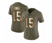Women Nike Los Angeles Chargers #15 Dontrelle Inman Limited Olive Gold 2017 Salute to Service NFL Jersey