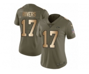 Women Nike Los Angeles Chargers #17 Philip Rivers Limited Olive Gold 2017 Salute to Service NFL Jersey