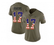 Women Nike Los Angeles Chargers #17 Philip Rivers Limited Olive USA Flag 2017 Salute to Service NFL Jersey