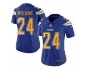 Women Nike Los Angeles Chargers #24 Trevor Williams Limited Electric Blue Rush Vapor Untouchable NFL Jersey