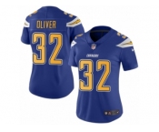 Women Nike Los Angeles Chargers #32 Branden Oliver Limited Electric Blue Rush Vapor Untouchable NFL Jersey