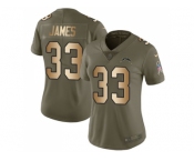 Women Nike Los Angeles Chargers #33 Derwin James Olive Gold Stitched NFL Limited 2017 Salute to Service Jersey
