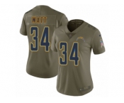 Women Nike Los Angeles Chargers #34 Derek Watt Limited Olive 2017 Salute to Service NFL Jersey