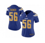 Women Nike Los Angeles Chargers #56 Korey Toomer Limited Electric Blue Rush Vapor Untouchable NFL Jersey