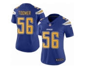 Women Nike Los Angeles Chargers #56 Korey Toomer Limited Electric Blue Rush Vapor Untouchable NFL Jersey